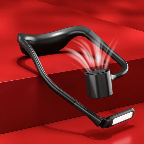 

Шейный подвесной вентилятор с 3 источниками света, импульсный портативный USB Перезаряжаемый линейный светодиодный светильник для бега на о...