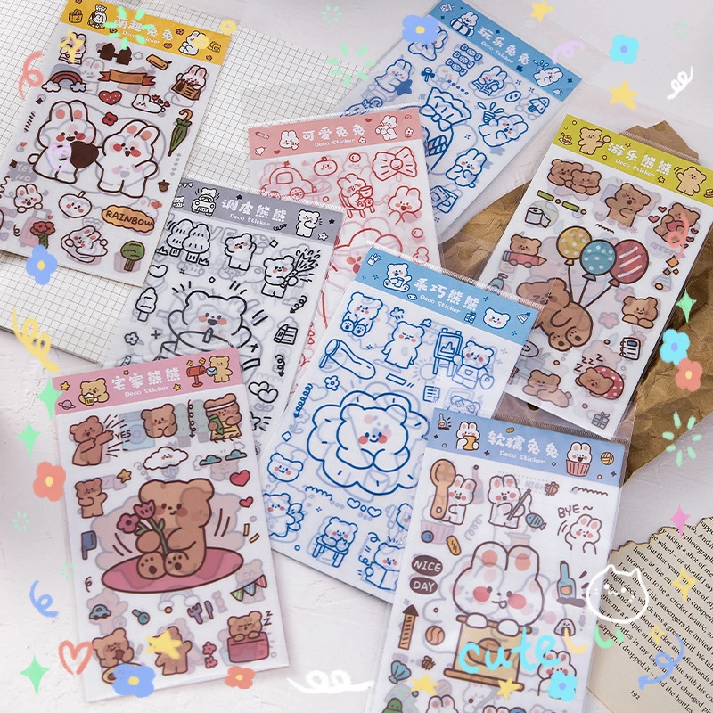 

6 pcs/set Kawaii Little Cuties PET Waterproof Stickers Scrapbooking Diy Journaling Cute Sticker for Cup Diary Stationery Sticker