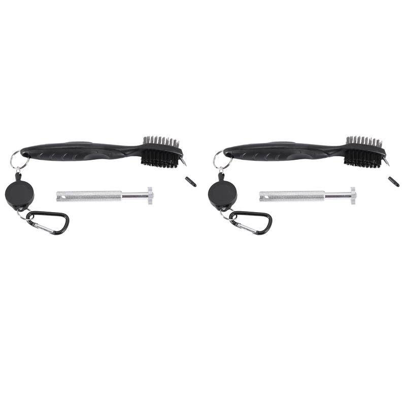 

2X Golf Groove Sharpener Tool Golf Club Groove Sharpener And Retractable Golf Club Brush For Golfers Practical
