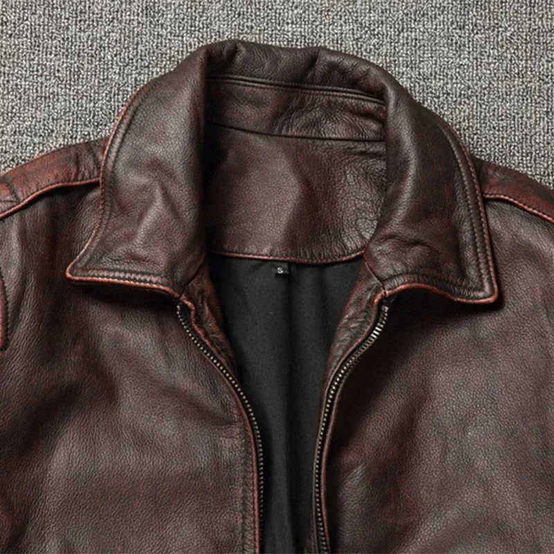 Мужская байкерская куртка из 100% натуральной воловьей кожи винтажная облегающая