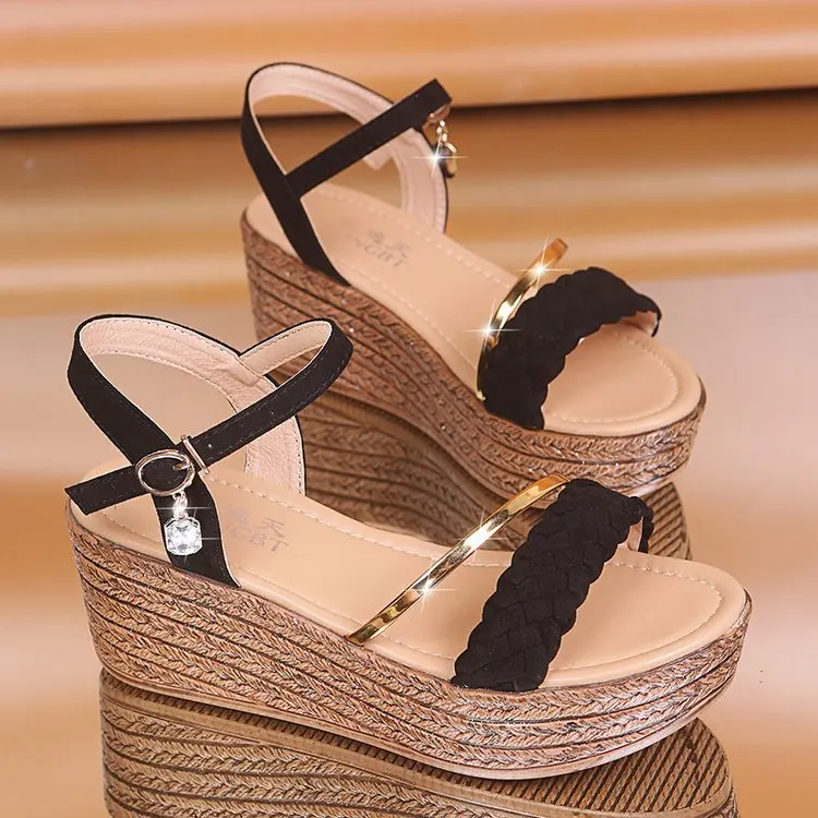 

High Heels Women Summer Shoes Wedges Bohemian Women Sandals Flat Platforms Diamond Beach Sandles Open Toe Women Shoes