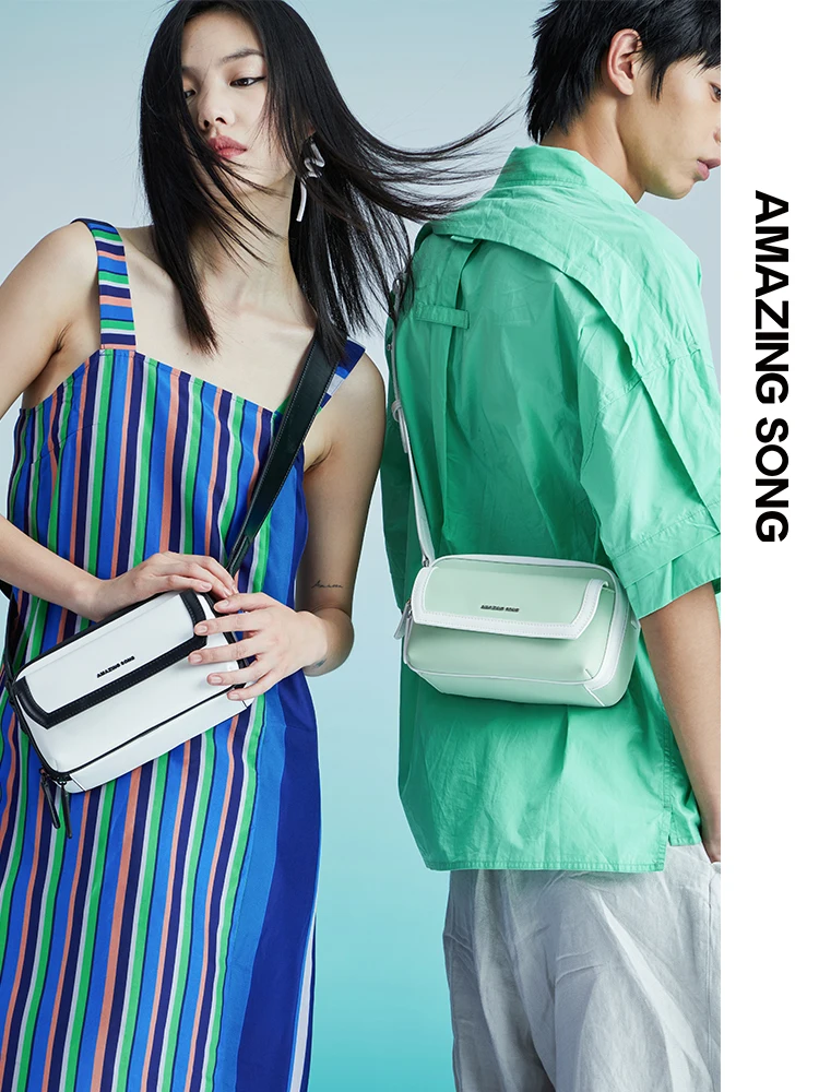 

Amazing Song Crossbody Camera Bag Unisex Waist Bag For Man Hasp Zipper Cowhide Niche Casual