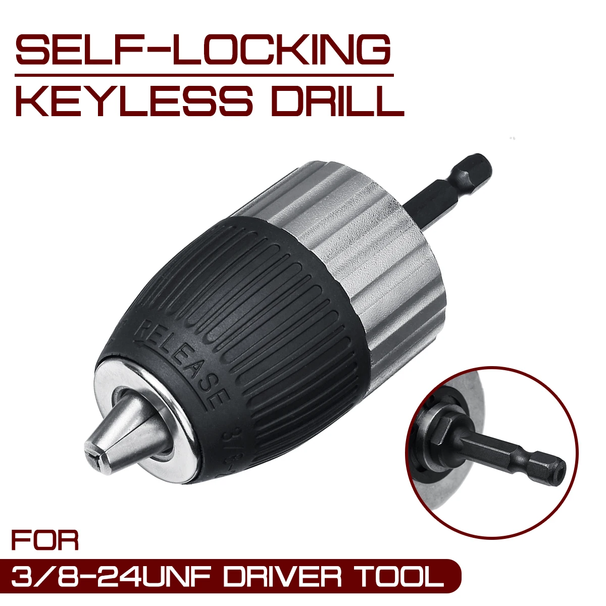 

Electric Drill 1.5-13mm Chuck Self-locking Keyless 3/8-24UNF Driver Tool Accessories Keyless Adapter Impact Hex Shank