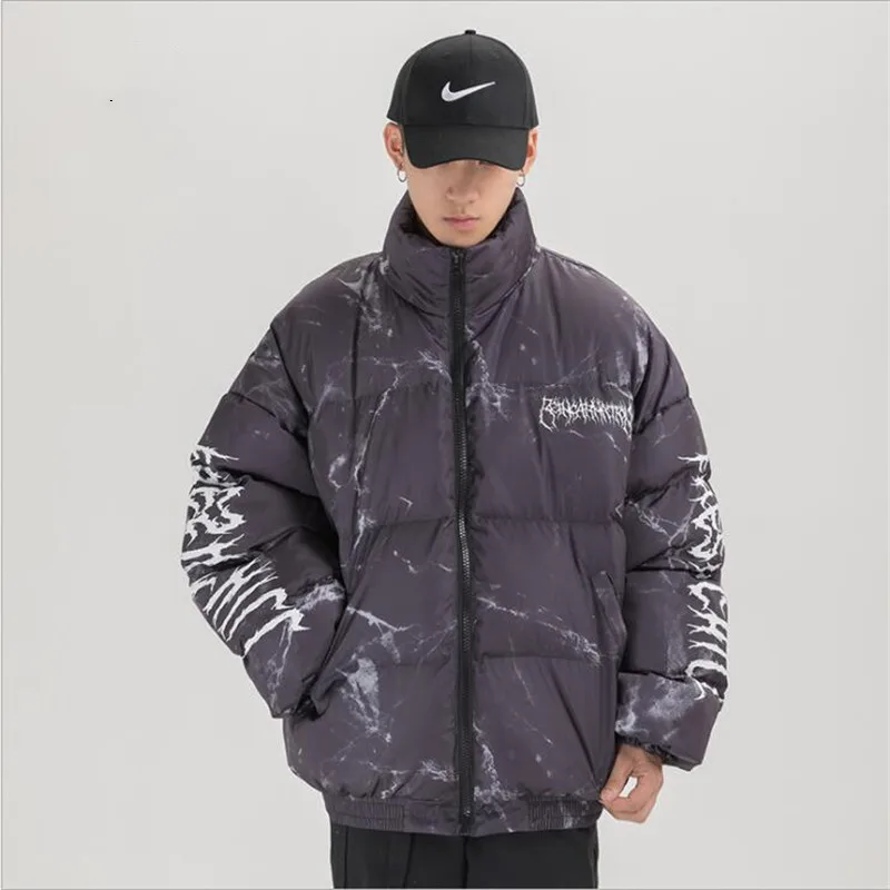 Winter New Warm Outwear Harajuku hip hop Jacket Parka Hurt Bear Print Men Winter Oversized Parka Streetwear Padded Hipster Coat