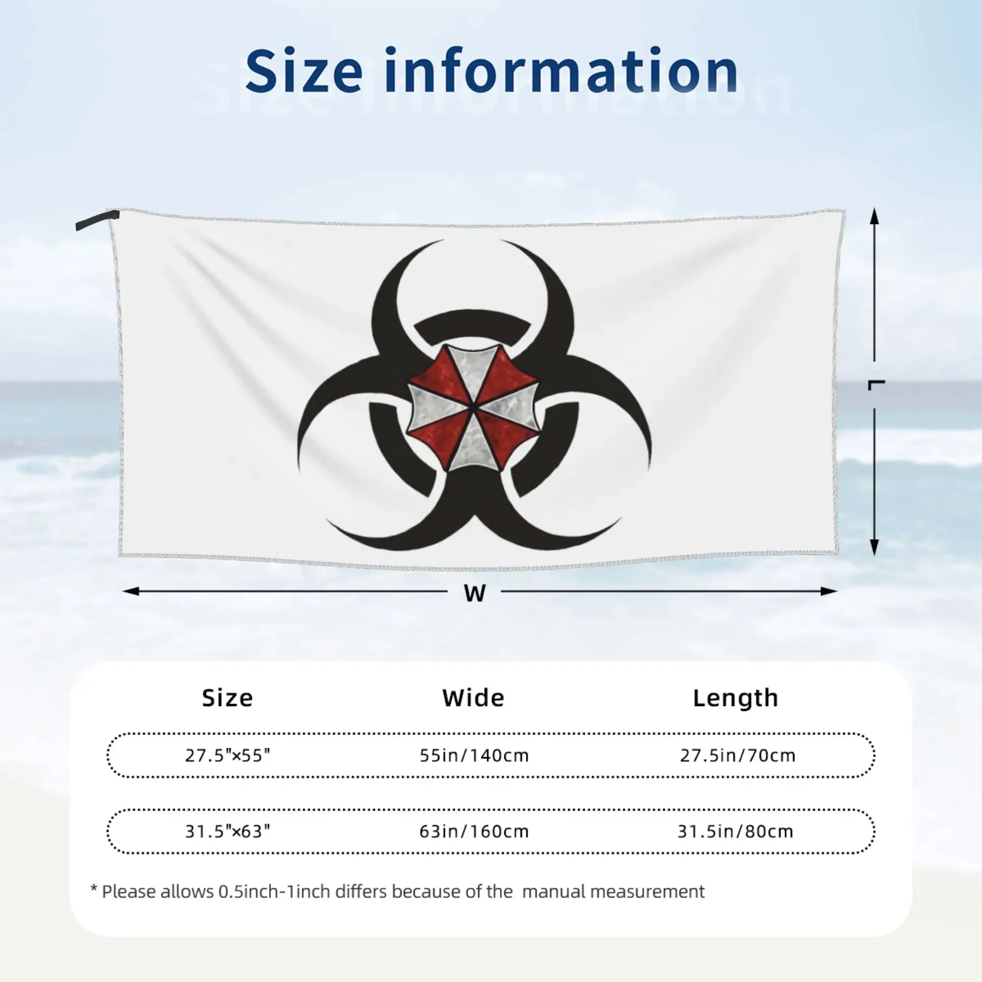 Пляжное полотенце Umbrellas Biohazard Countermeasure из мягкой микрофибры, быстросохнущее, впитывающее, для плавания (art.: 3920da795af58) - 3920da795af58