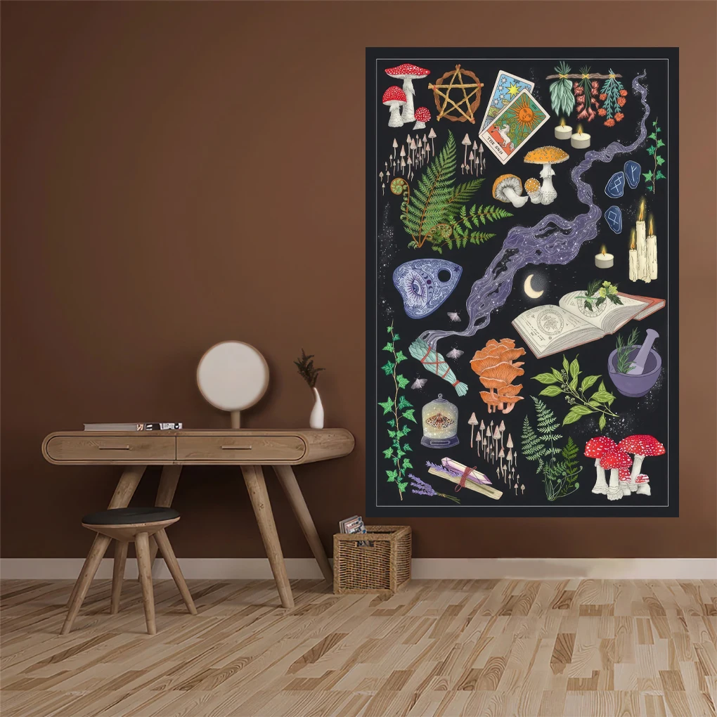 

XxDeco Psychedelic Mystery Tapestry Witchcraft Mushroom Printed Bohemian Dorm Background Wall Hanging Carpets Room Decor