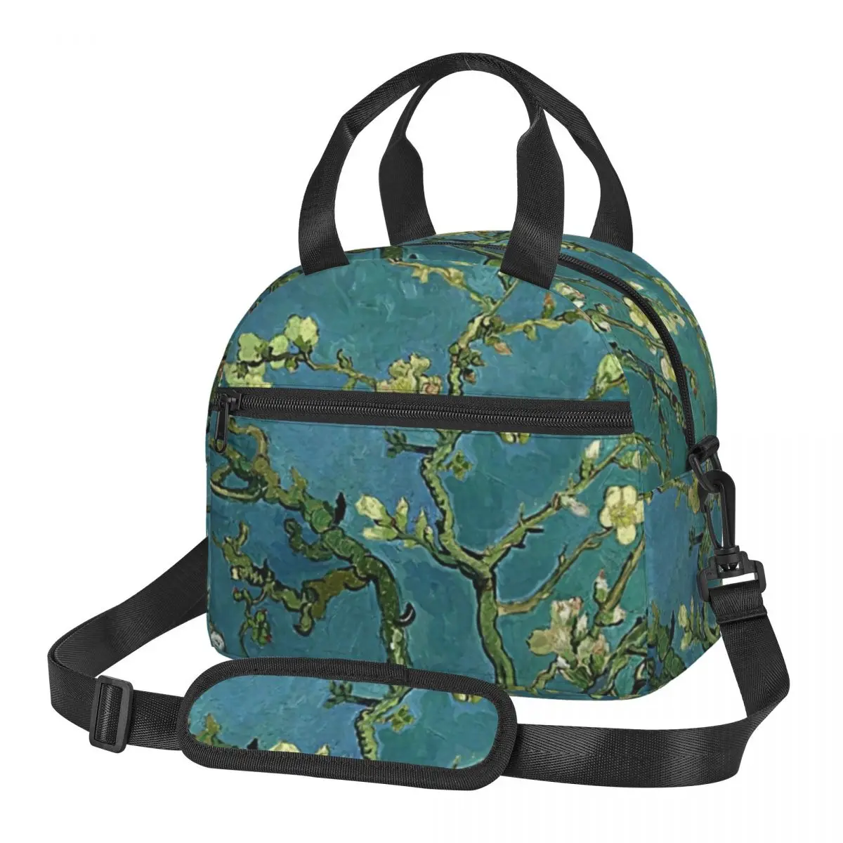 

Floral Print Art Lunch Bag with Handle Van Gogh Almond Blossoms Picnic Cooler Bag Cooling Meal Modern Thermal Bag