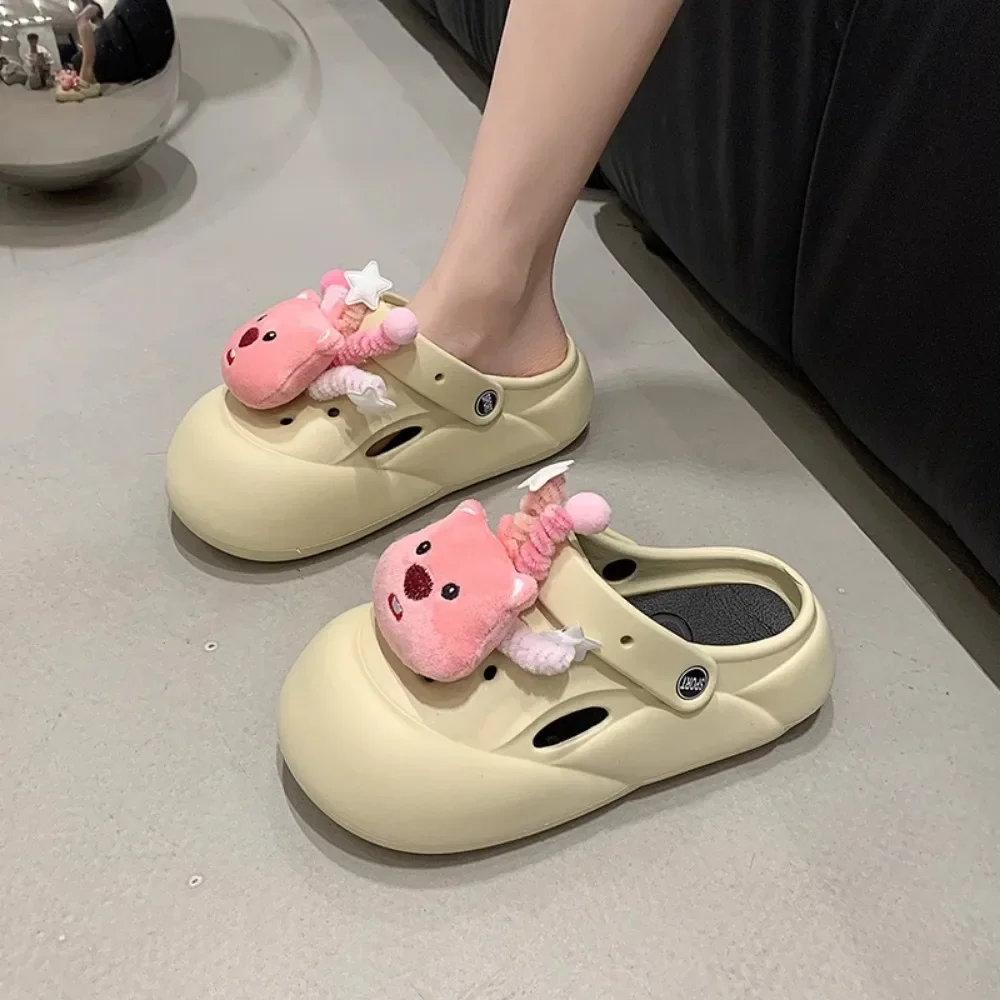 Летние женские тапочки Baotou с мультяшным принтом милые Нескользящие пляжные