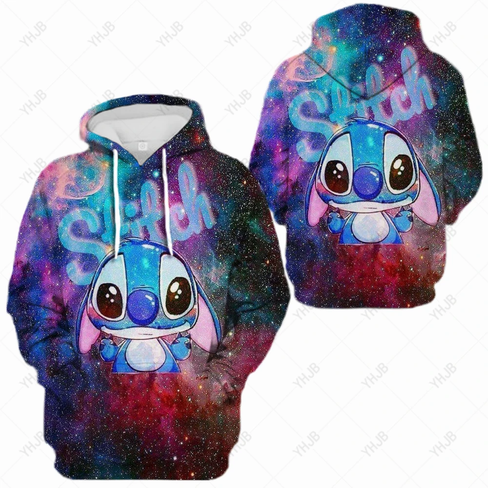 

New Stitch Print Hoodie Ladies Fashion Street Sweatshirt Ladies Loose Casual Hoodie Kids Disney Cosplay Hoodie Men