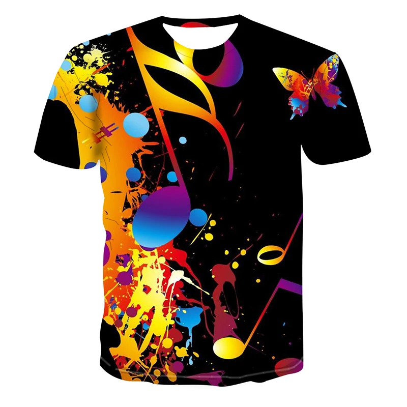 New Trend Summer Men's T-shirt 3d Printed Musical Note Graphic T Shirts Music Creation Tees Tops Male Hip Hop Tik Tok Clothing images - 6