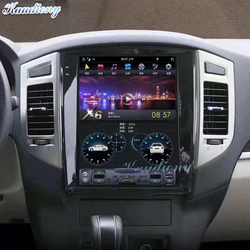 Автомагнитола Kaudiony в стиле Tesla Android 9 для Mitsubishi Pajero Sport V93 автомобильный DVD