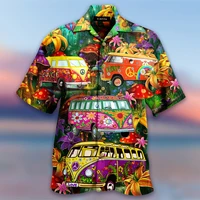 summer new truck print mens shirts cartoon funny hawaiian shirts for men beach vacation style top tee streetwear mens clothing