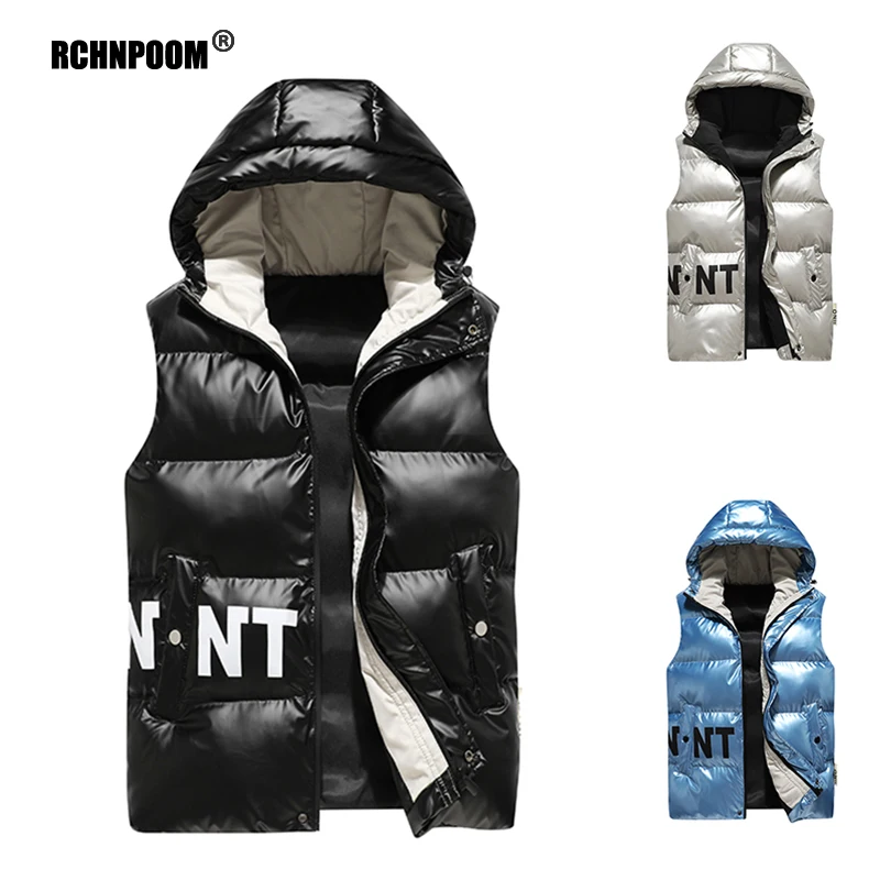 

Winter Fashion Vest Men Jacket 2022 New Brand Sleeveless Warm Casual Thick Hooded Jacket Male Coat Autumn Loose Cotton Men Vest
