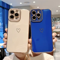moskado electroplating side hearts phone case for iphone 11 pro max 12 13 x xr xs max 7 8 plus soft silicone tpu back case cover