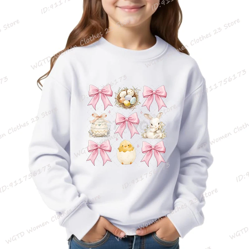 Пасхальный день бант кролик цыпленок пуловеры с круглым вырезом и принтом