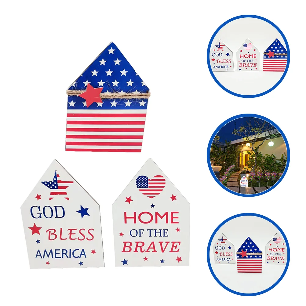 

3 шт. патриотические украшения Дня независимости деревянные американские настольные украшения