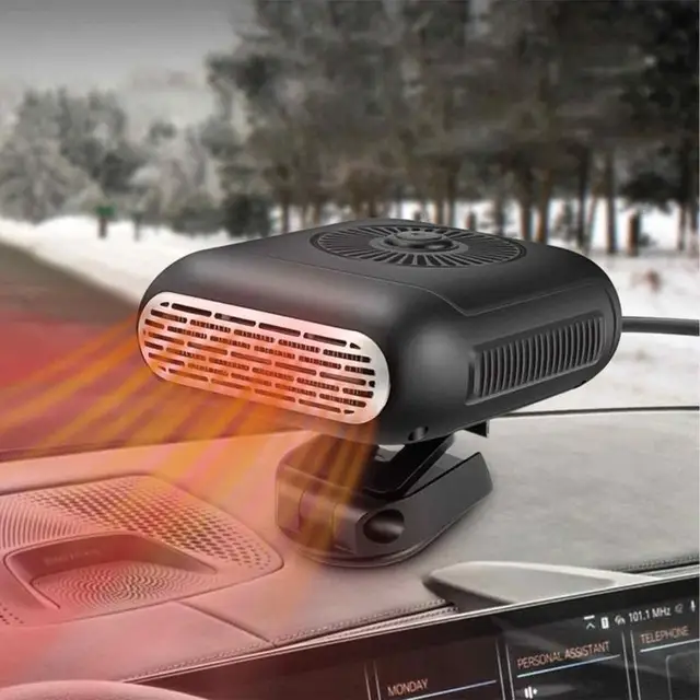 Chauffage & Désembueur 12V 150W Pour Voiture - 2 En 1 Avec Support Pivotant Et Ventouse
