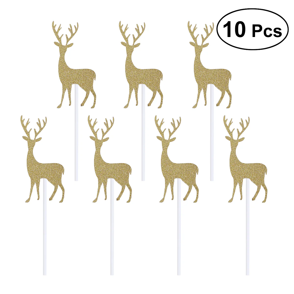 

10pcs Elk Glitter Safe Paper Dessert Cards Cake Picks Cake Decoration for Dishes