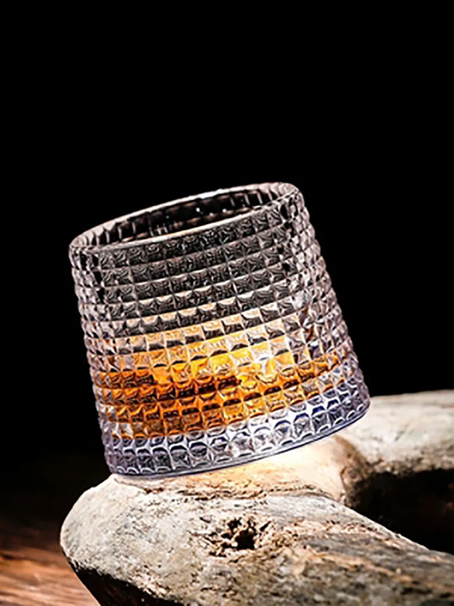 

Spinning Whisky Glass Whiskey Tumblers, Old Fashioned Scotch & Bourbon Glasses