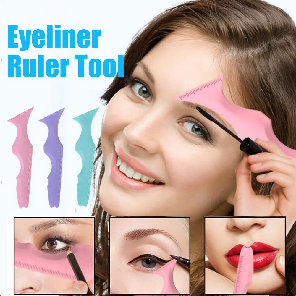 

1PC Resusable Silicone Eyeliner Ruler Multi-Functional Eye Makeup Eyeliner Tools Silicone Beauty Ruler Auxiliary D0U7