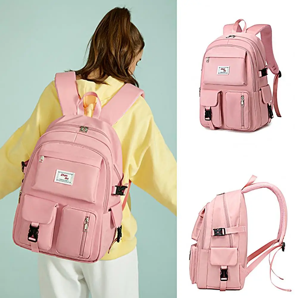 

Teen Girls Backpack Adjustable Shoulder Straps Waterproof Large Capacity Smooth Zipper School Bag For High School Students