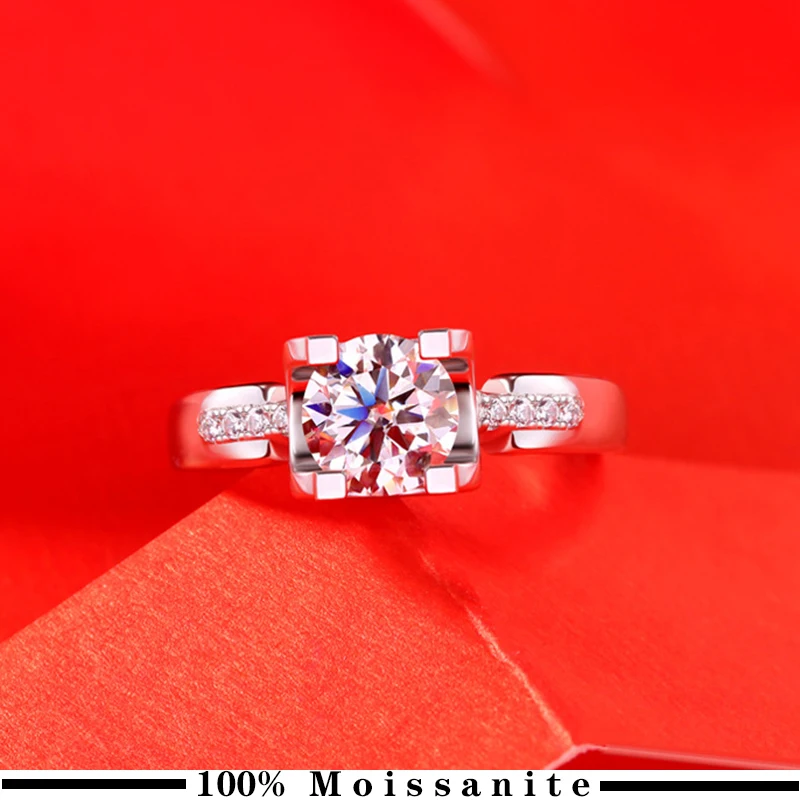 

GRA Moissanite Engagement Rings Women S925 Sterling Silver 1ct Round Brilliant Halo Wedding Diamond Rings Fine Jewelry