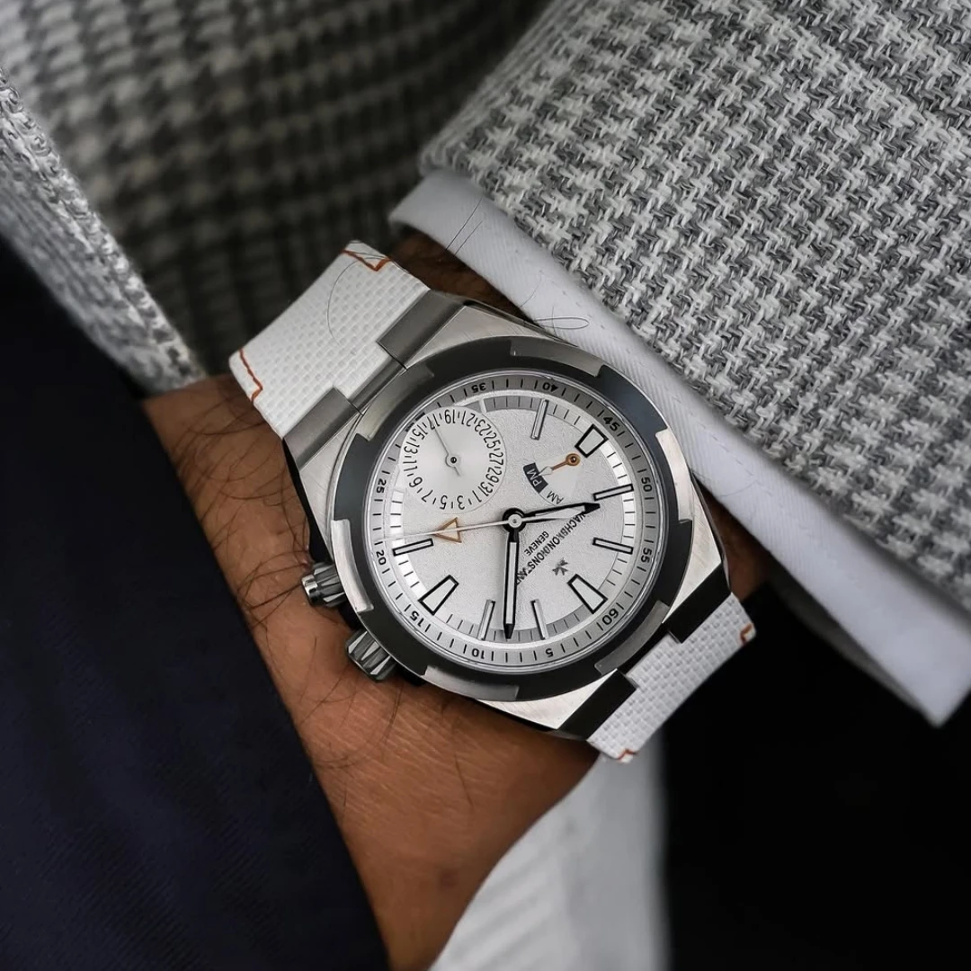 Фото Подходит для Vacheron Constantin Overseas 4500V 5500V 7900V, ремешок из фумированной резины FKM, 24×7 мм, ручной работы, с концевыми звеньями. №5