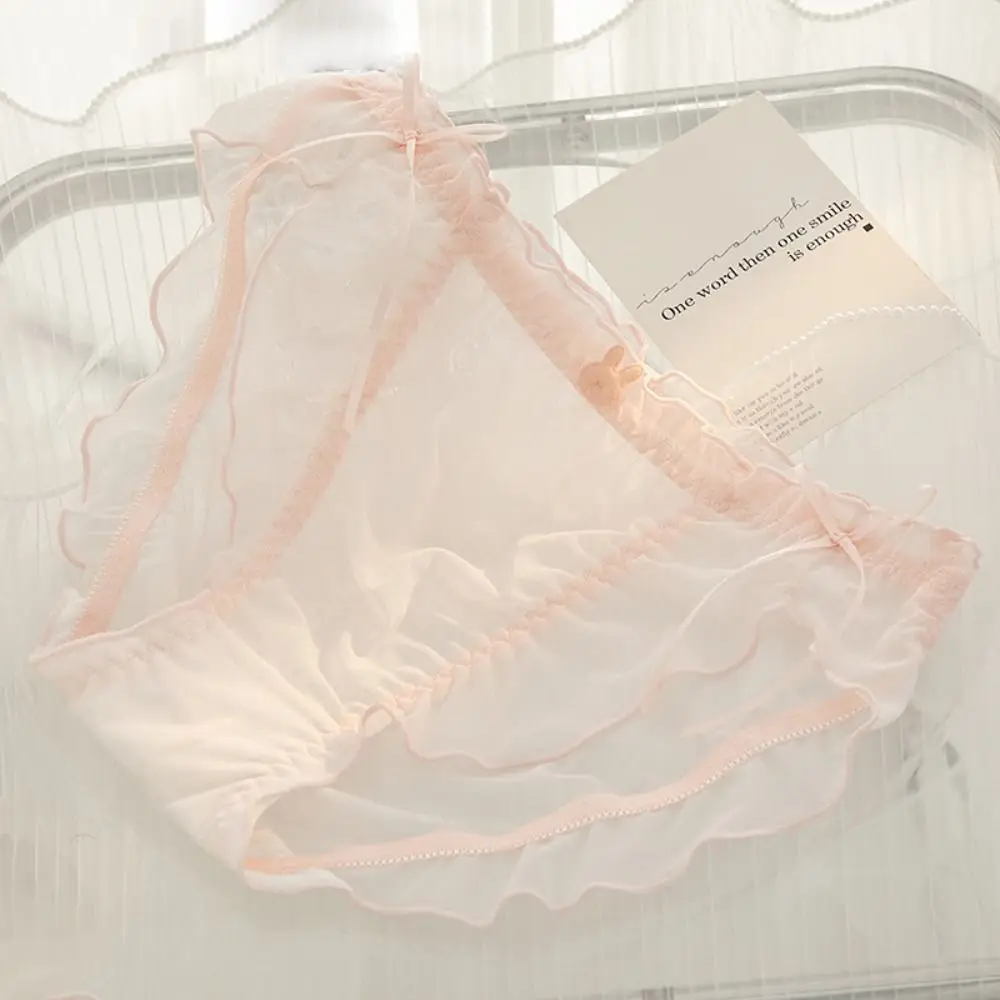

Cotton Crotch Ruffles Bow Ribbon Briefs French Lace Transparent Japanese Style Lolita Student