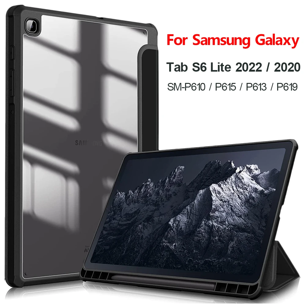 

Акриловый чехол для Samsung Galaxy Tab S6 Lite, 10,4 дюйма, 2022 дюйма, тройного сложения, подставка, Магнитный чехол с S-образным слотом для стилуса, Женский ...