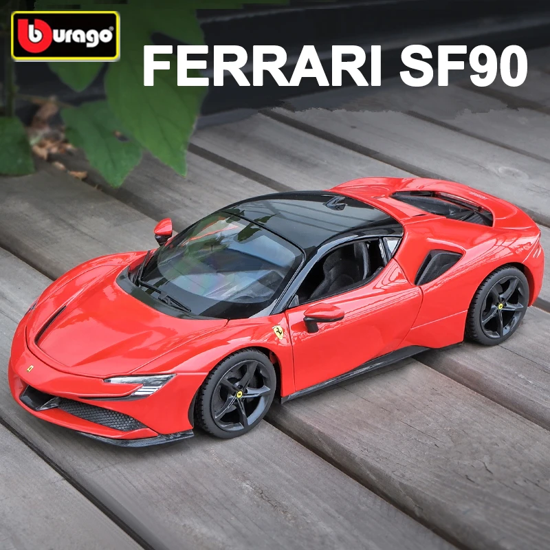 

Bburago 1:32 Ferrari SF90 Alloy Sports Car Model Diecast Metal Toy Vehicles Car Model Sound and Light Simulation Childrens Gifts