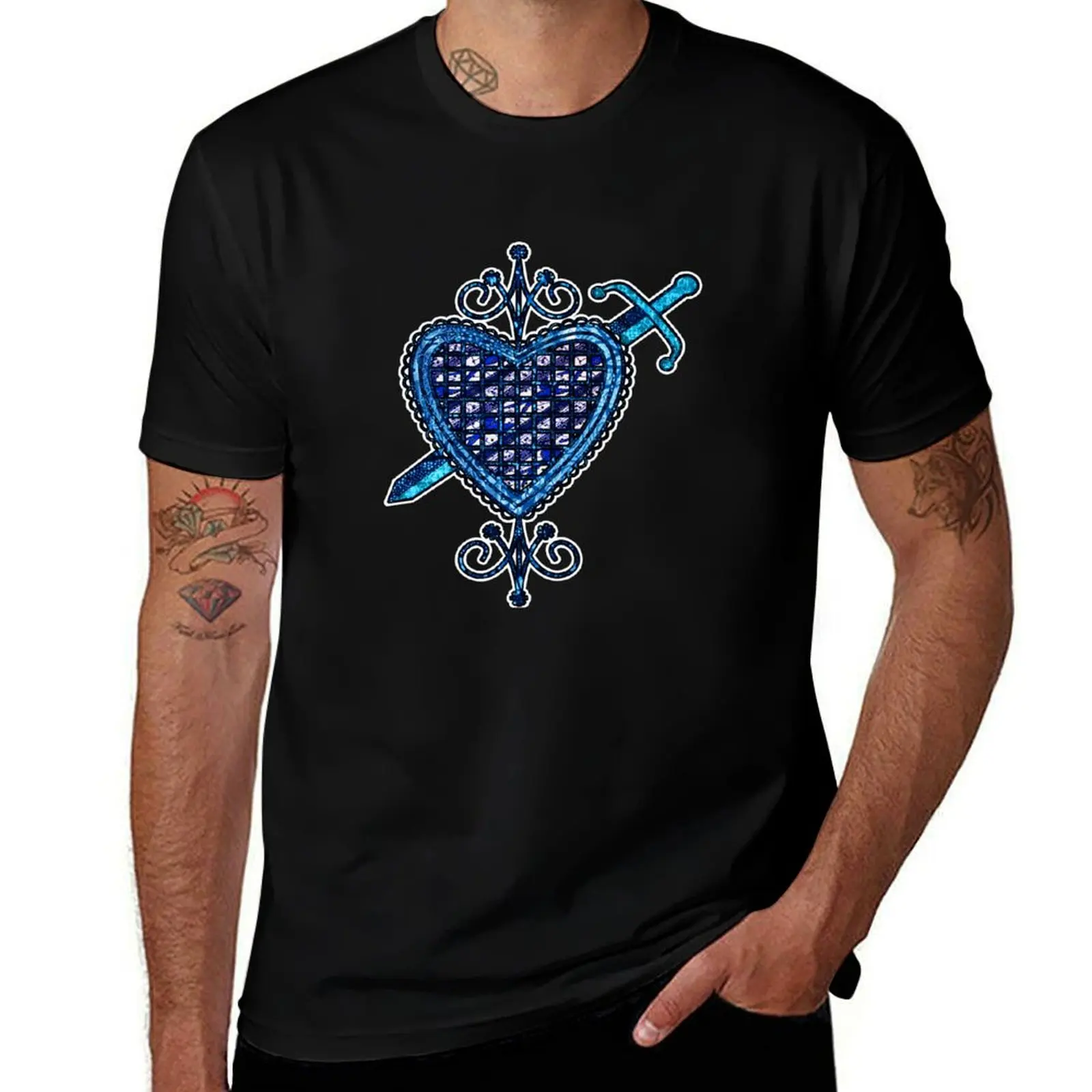 Фото Футболка Erzulie Dantor Veve Sigil, мужские футболки, повседневные мужские футболки, футболки из плотного хлопка для мужчин, забавная хлопковая футболка №1