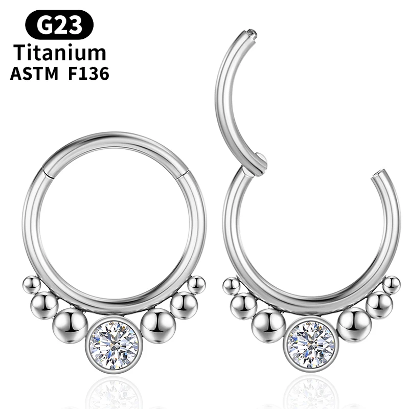 

Piercing Clicker Industrial Earrings Tragus Cartilage Nose Rings Hoop G23 Titanium Zircon Sexy Septum Helix Women Body Jewelry