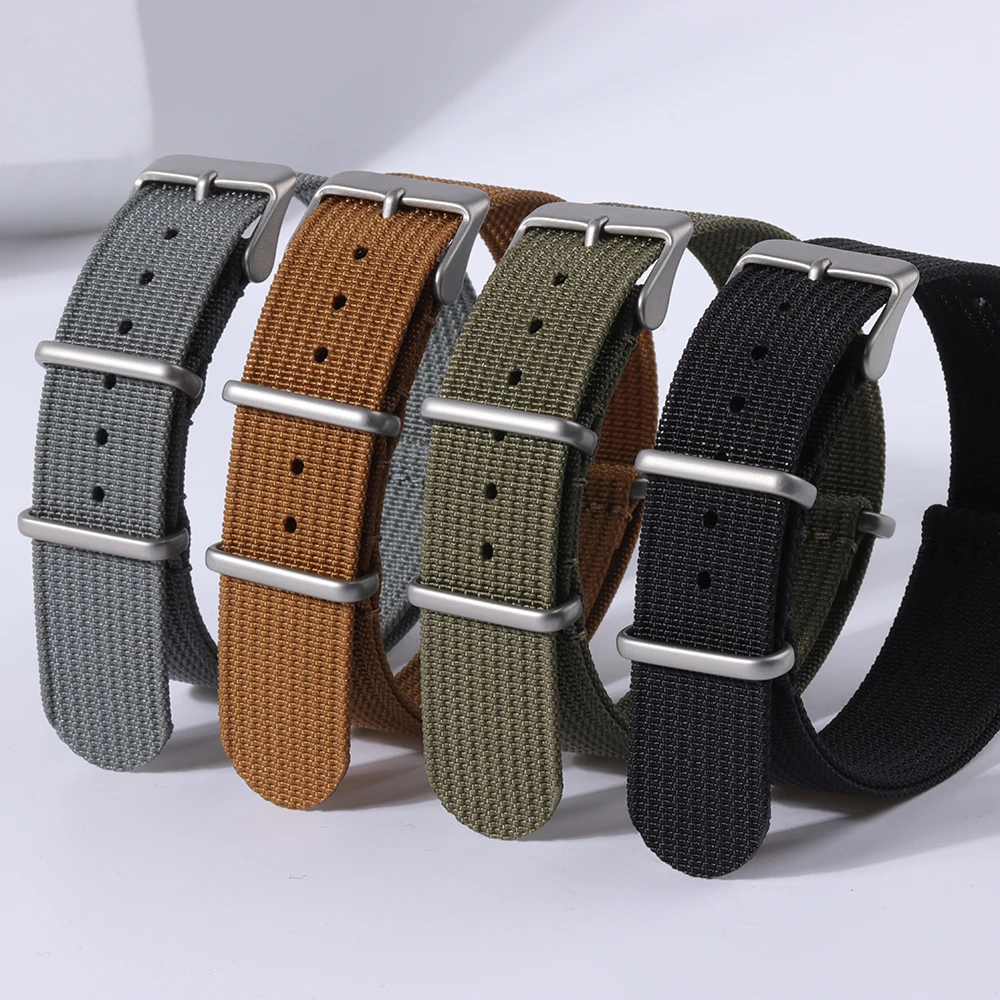 

Ремешок для часов мужской, Нейлоновый, в рубчик, 20 мм, 22 мм, полосатый