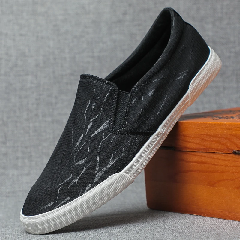 

Лоферы мужские с принтом, Вулканизированная подошва, дышащие холщовые, без застежки, с вентиляцией, с граффити, дизайнерская обувь на плоско...