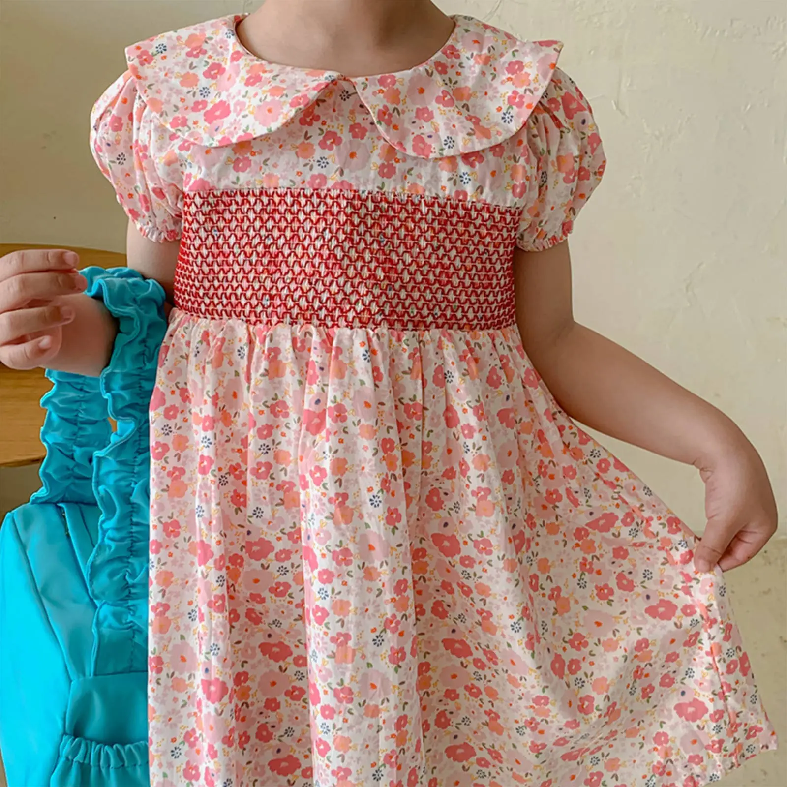 

Детское Хлопковое платье ручной работы, с цветочным принтом