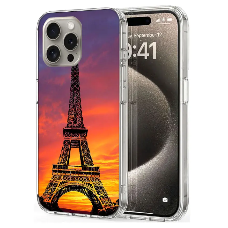 Фото Чехлы для телефонов с изображением Эйфелевой башни для iPhone 17E, 16E, 17 Air, 16 Pro Max, 15 Pro, 14 Plus, 11, 13, 12 Mini. Совместимые чехлы-накладки. №2