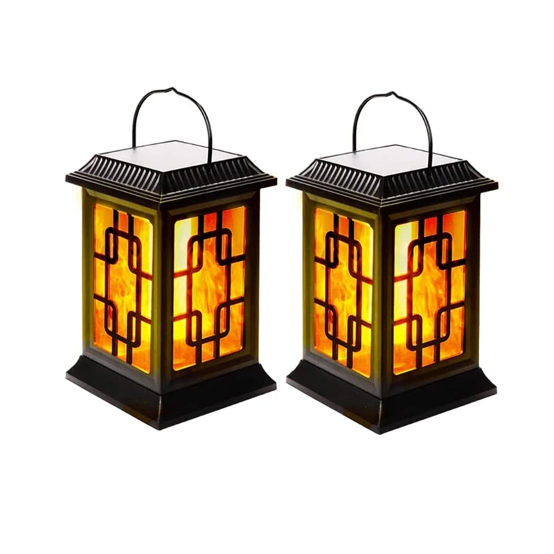 

Solar Lantern,Flickering Flame Hanging Solar Lights Retro Solar Waterproof Outdoor Lantern For Porch Garden Pathway Yard