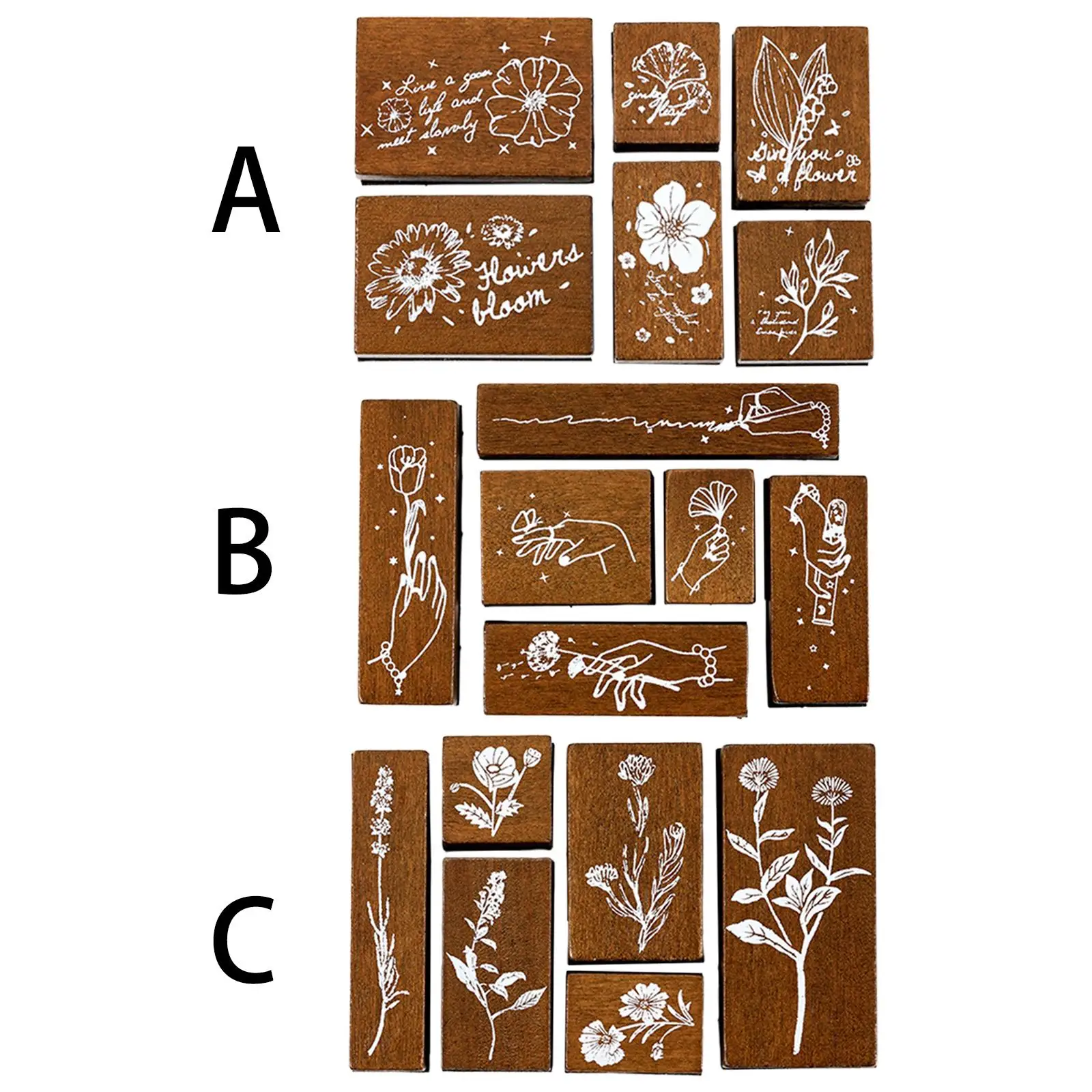 

6x Wooden Rubber Stamp Set Scrapbooking Journals Scrapbook DIY Craft Diary