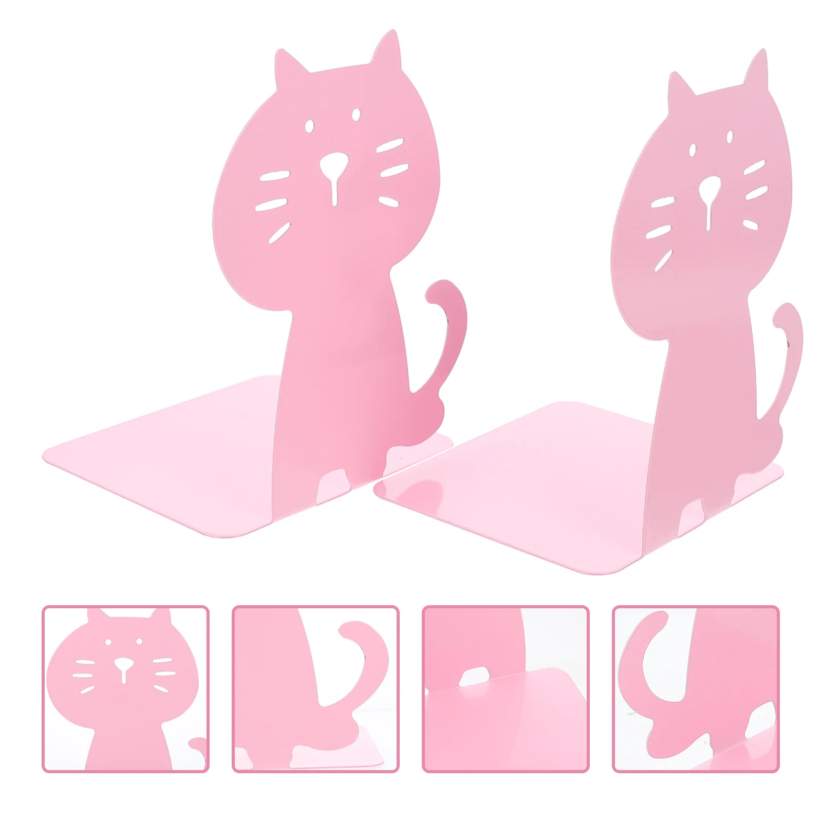 2Pcs Cat Iron Book Ends Metal Book Stoppers Student Desktop Bookends Desktop Book Organizers Lovely Cat Bookends for Home