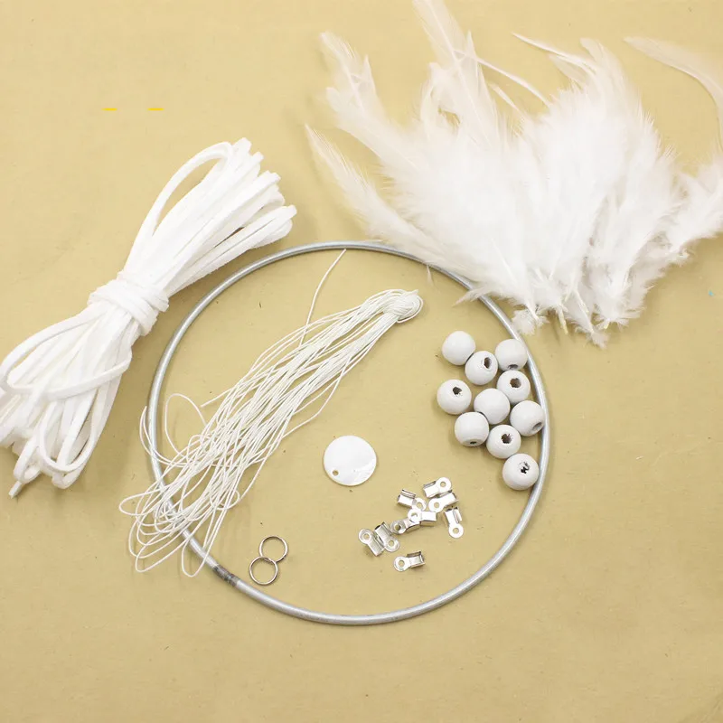 

House Crafts Fashion DIY Crochet Feather Dream Catch Kit Hanging Decoration Wall Ornament Create A Peaceful Sleep Atmosphere Set