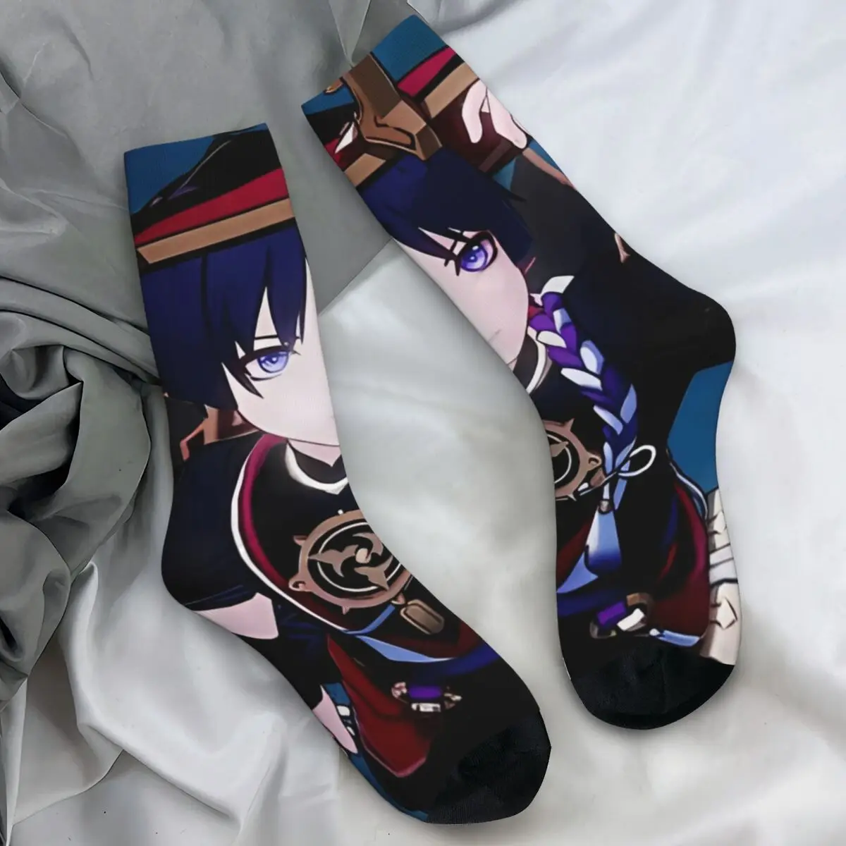 Асимметричные чулки Scaramouche Genshin новинка на заказ весенние нескользящие носки