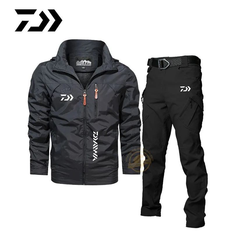 

Autumn Men's Fishing Clothing Fishing Suits Outdoor Windproof Fishing Set Two-piece Large Size Fishing Jackets Fishing Set