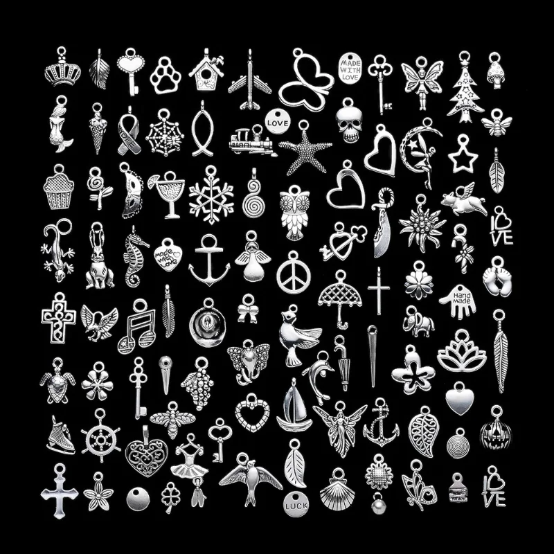 

100 styles/bag Tibetan silver alloy pendant diy bracelet small pendant handicraft accessories