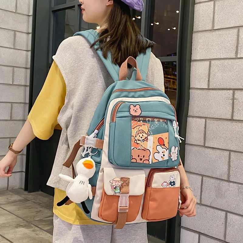 

Qyahlybz schoolbag female primary school backpacks for students contrast color kawaii girls school bags children's backpack
