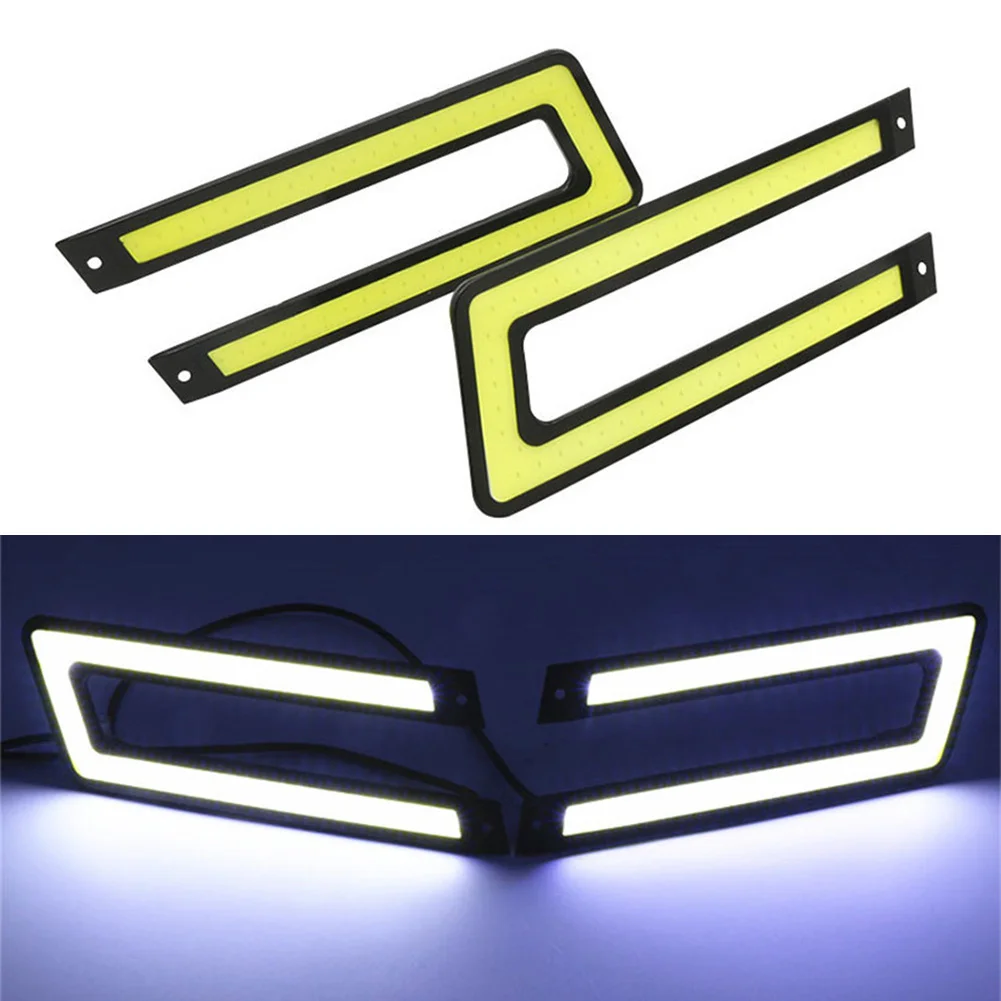 

2pcs U-Shape Car DRL LED Light White COB Daytime Running Light Universal Car Driving Fog Lamp 12V 6000k-8000k