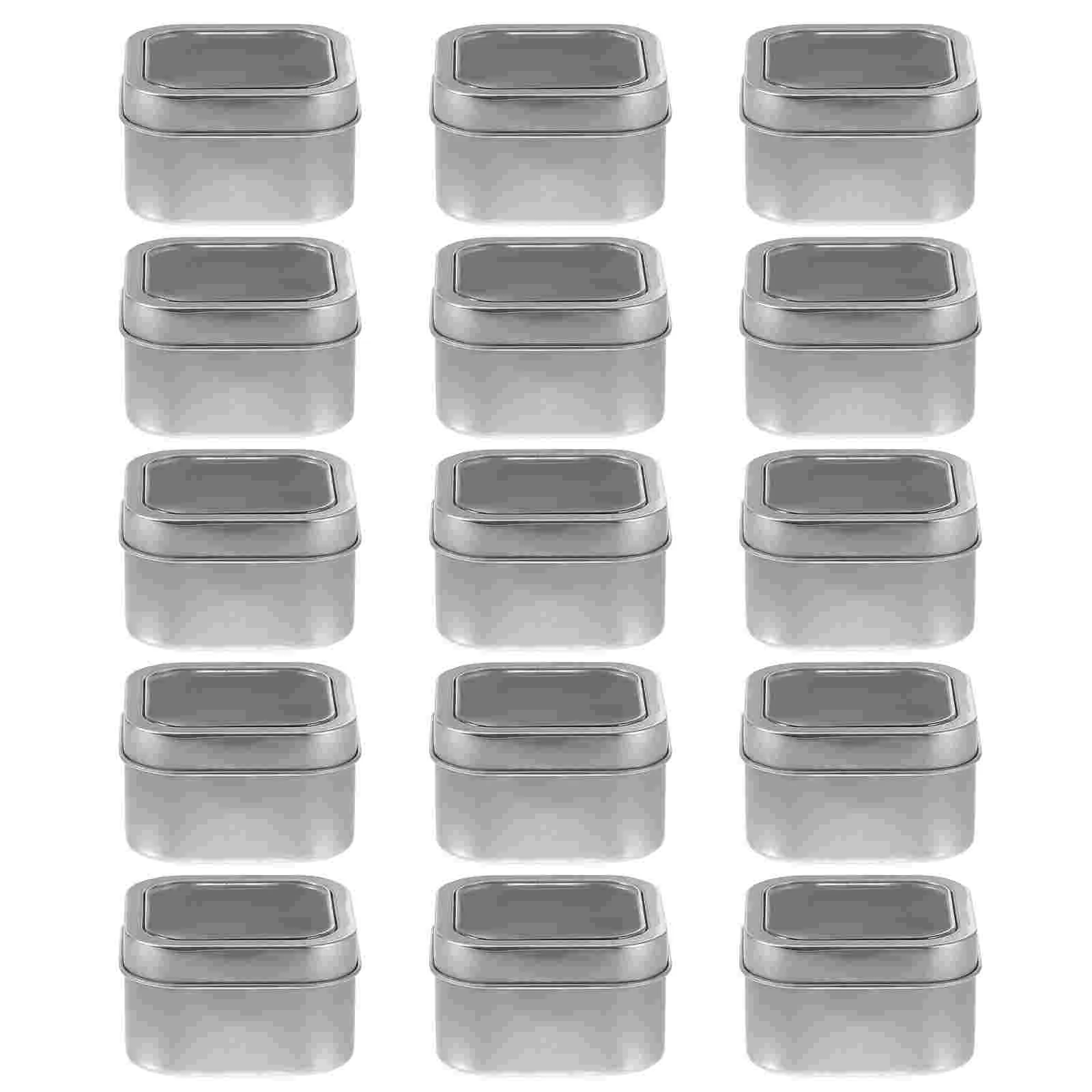 

15pcs Candy Jar With Lid Storage Tin Container Square Mini Boxes with Window Lids for Making