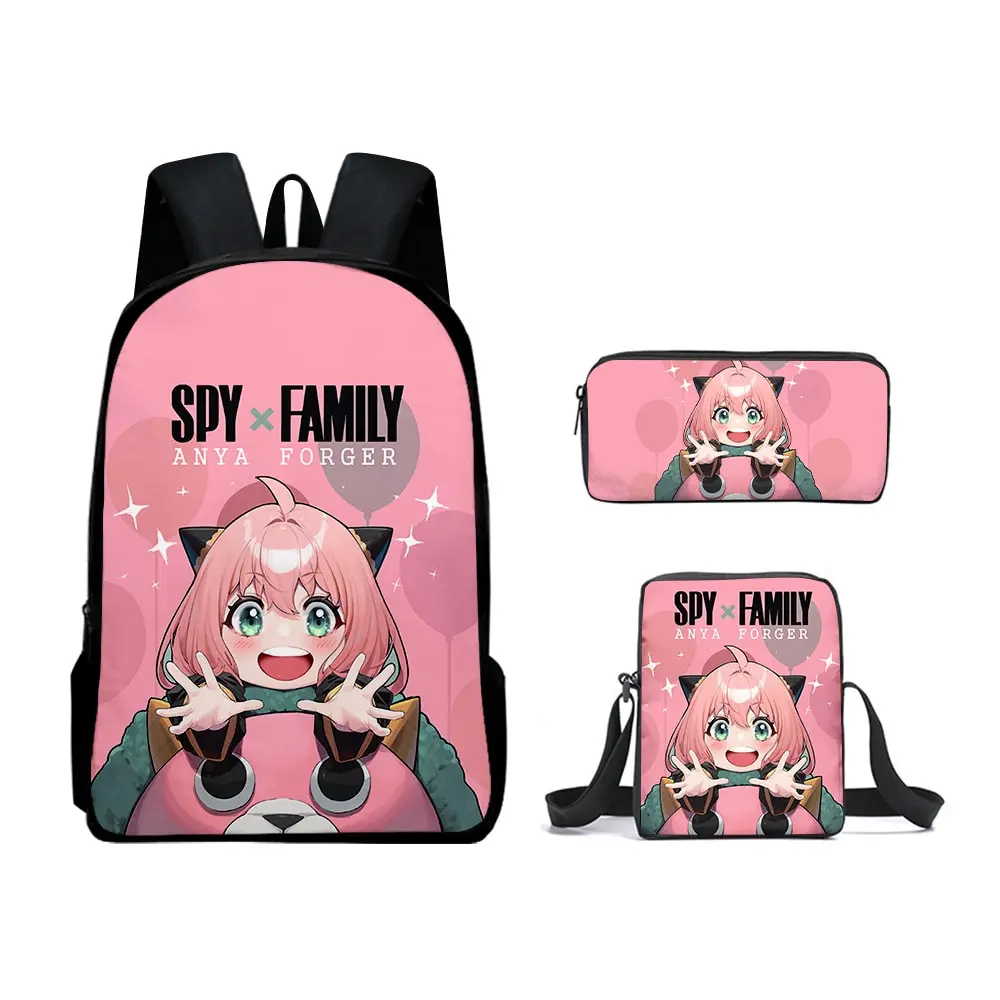 

3pcs/set Spy X Family Anya Forger Girls Backpack Japan Anime Cartoon Kawaii Boys Schoolbag Teens Kids Oxford Waterproof Backpack