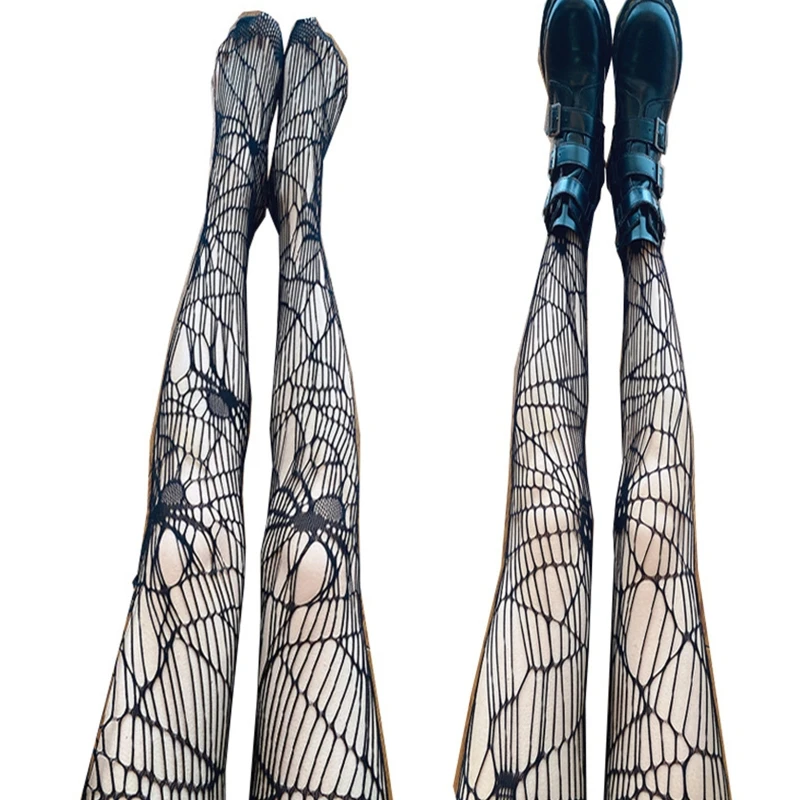 

Женские готические панковские сексуальные сетчатые колготки, сетчатые колготки с черепом и пауком для Хэллоуина