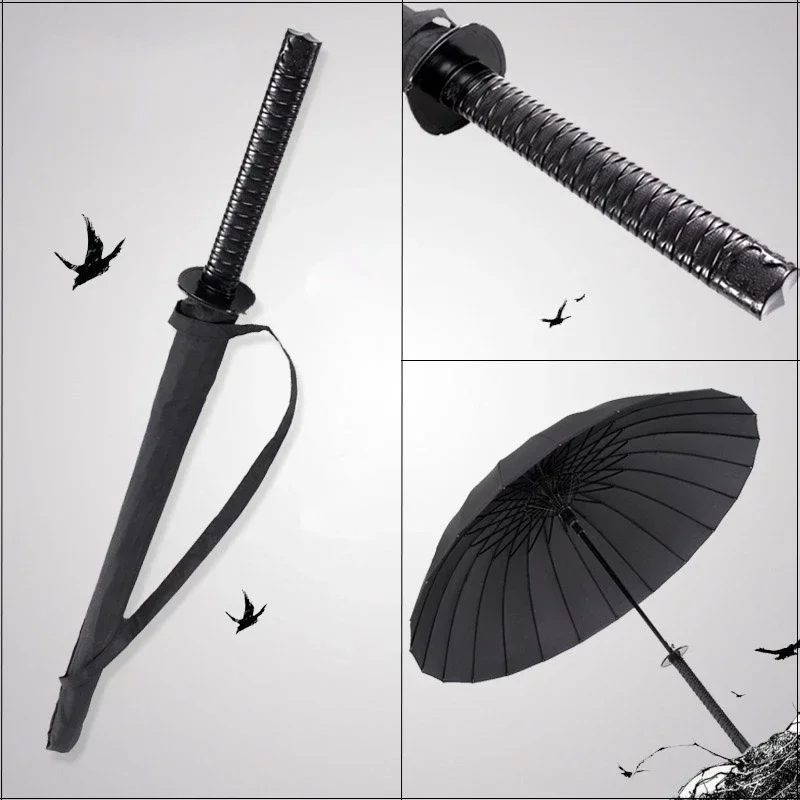 

Creative Samurai Handle Rain Japanese Umbrella Open Automatic Sun Windproof Ninja-like Sword Large Umbrellas Long Straight