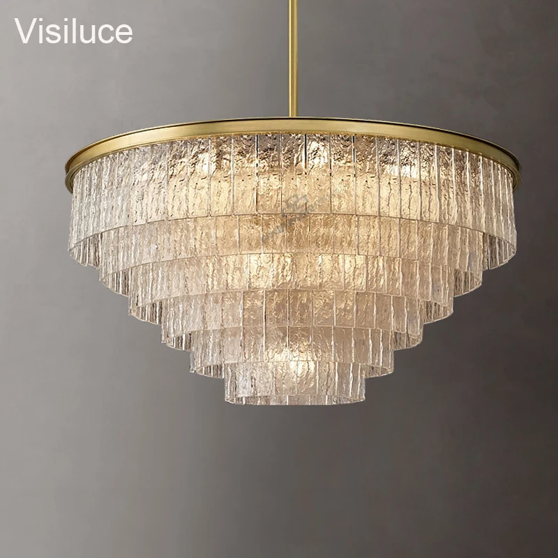 

Hot Sale American Style Contemporary Modern Pendant Light Antique Glass Brass Chandeliers for Home Hotel Decoration
